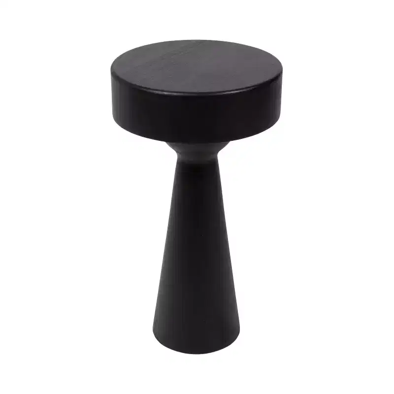 Sculptural Wood Side Table, Black, 12x12x22