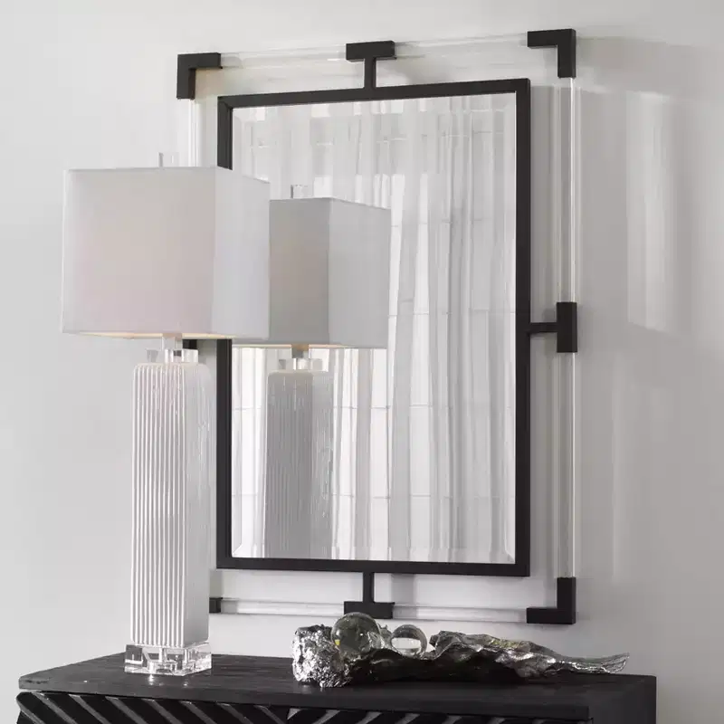 Matte Black Rectangular Wall Mirror, 28