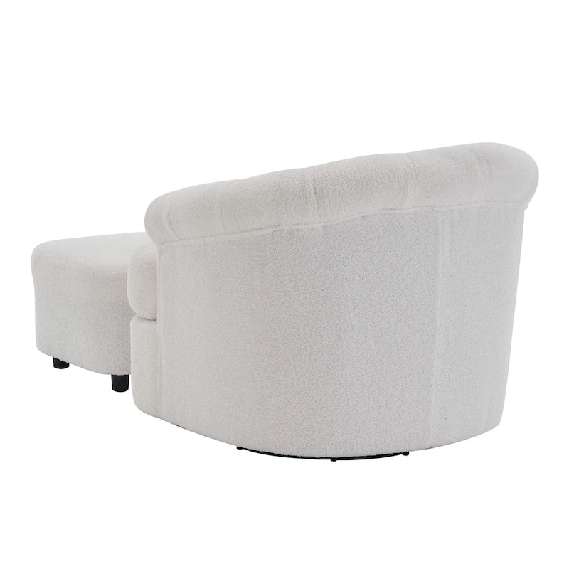 Velvet Swivel Chair with Ottoman
