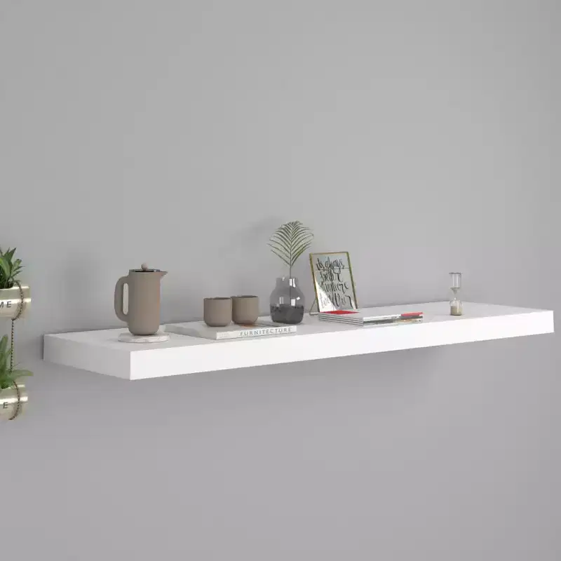 Wall Shelf White Honeycomb MDF 35.4 x 9.3 x 1.5 in Wall mounting