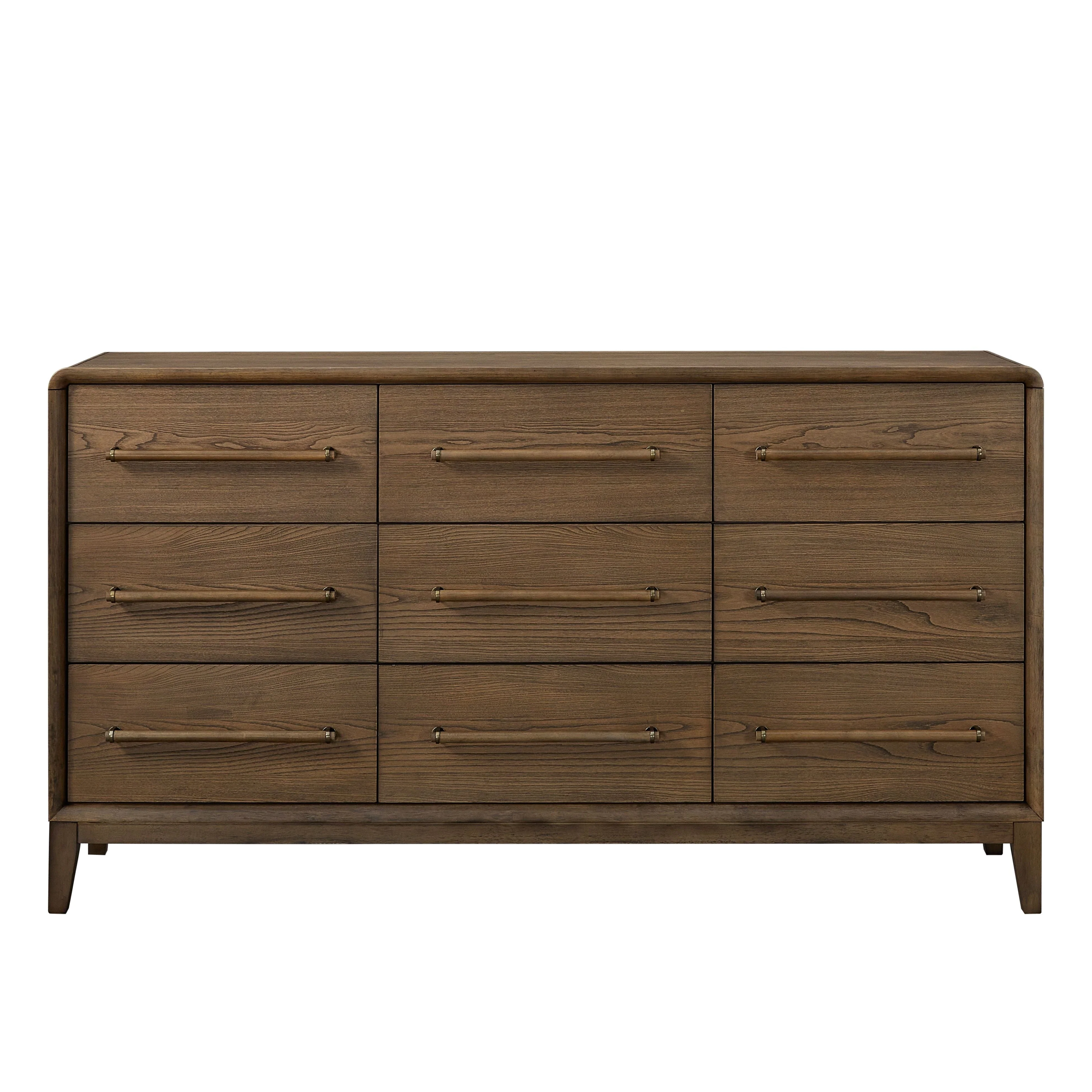 9-Drawer Latte Finish Solid Wood Bedroom Dresser