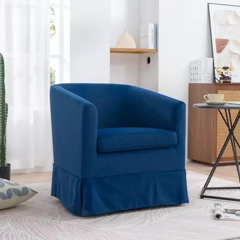 Acekool Modern Swivel Chair, Upholstered Accent Armchair with Wide Seat & Elastic Cushion for Living Room, Bedroom, Office