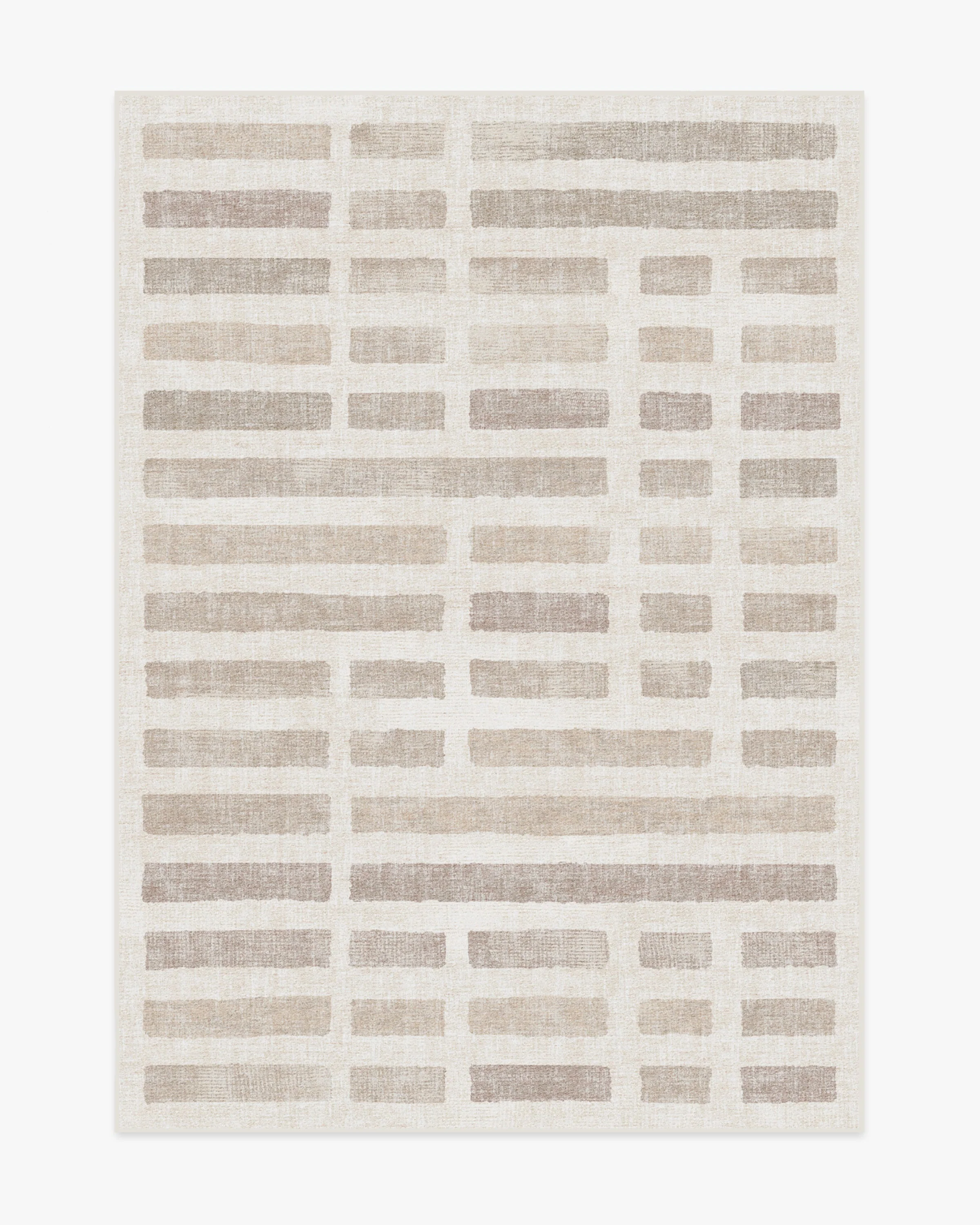 Modern Relaxed Flatwoven Rug with Washable Ivory Natural Brick-Inspired Design for Living Room & Bedroom