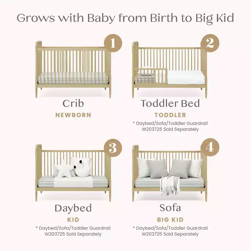 4-in-1 Convertible Crib – Solid Pine, GREENGUARD Gold