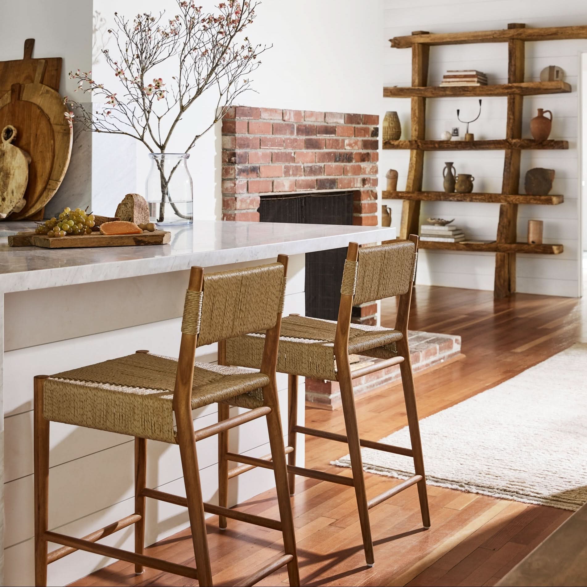 Counter Stool - The all-weather performance rush provides an elegant yet durable option for outdoor dining or high traffic kitchen dining areas