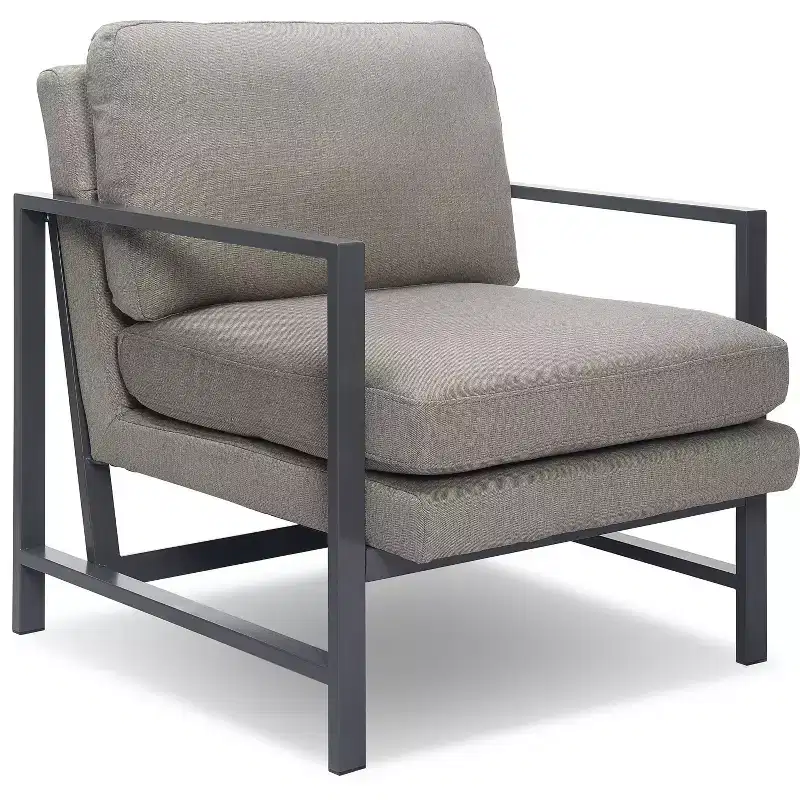 Bronze Metal Frame Accent Chair Gray: Upholstered Polyester, Modern Club Chair with 250lb Capacity