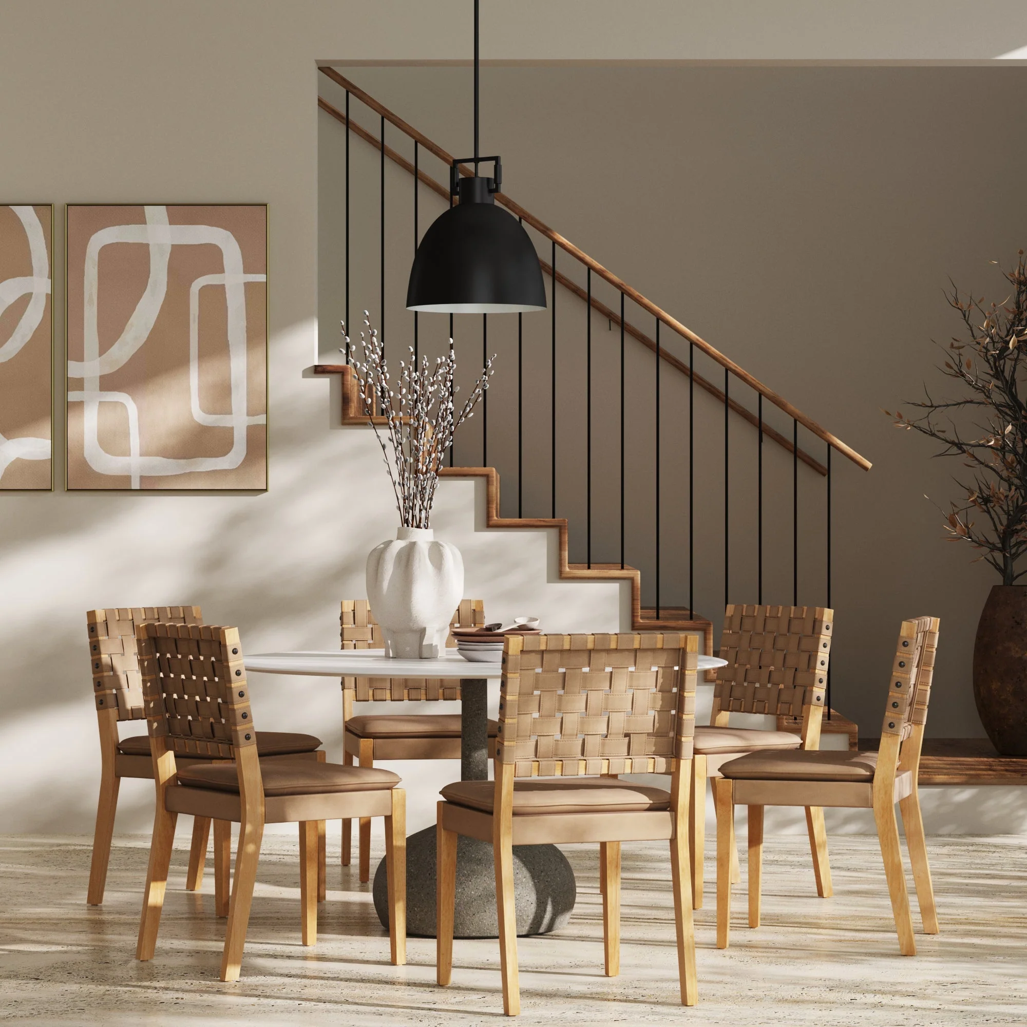 Faux Suede Dining Chair Light Brown