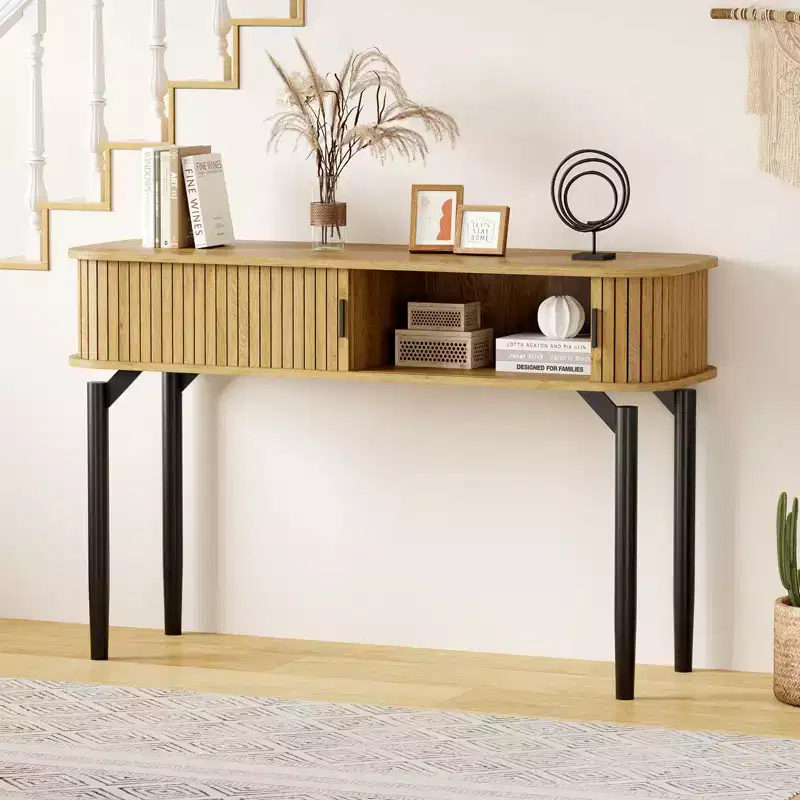 Console Table with Storage,Wood Sofa Table with Sliding Door,Entryway Table for Living Room,Couch,Hallway,Foyer