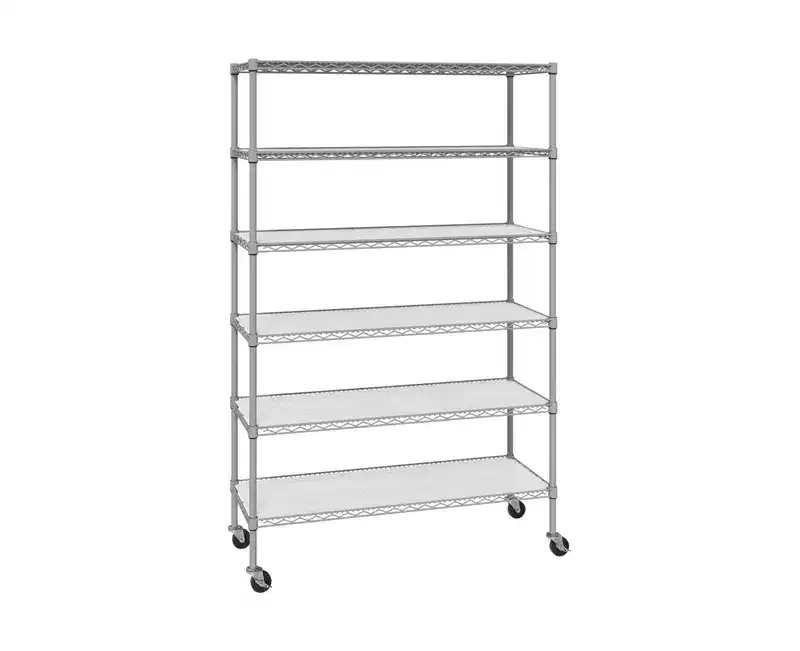 6-Tier NSF Certified Steel Wire Shelving System - 48x18x75.5 Inch, 1000 lb per Shelf