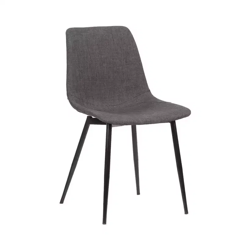 Armen Living,Monte Contemporary Dining Chair in Charcoal Faux Leather with Black Powder Coated Metal Legs