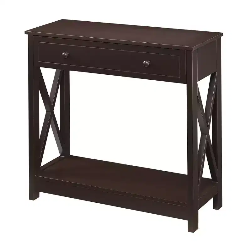Breighton Home Oxford 1 Drawer Entryway Hall Table with Shelf in Espresso