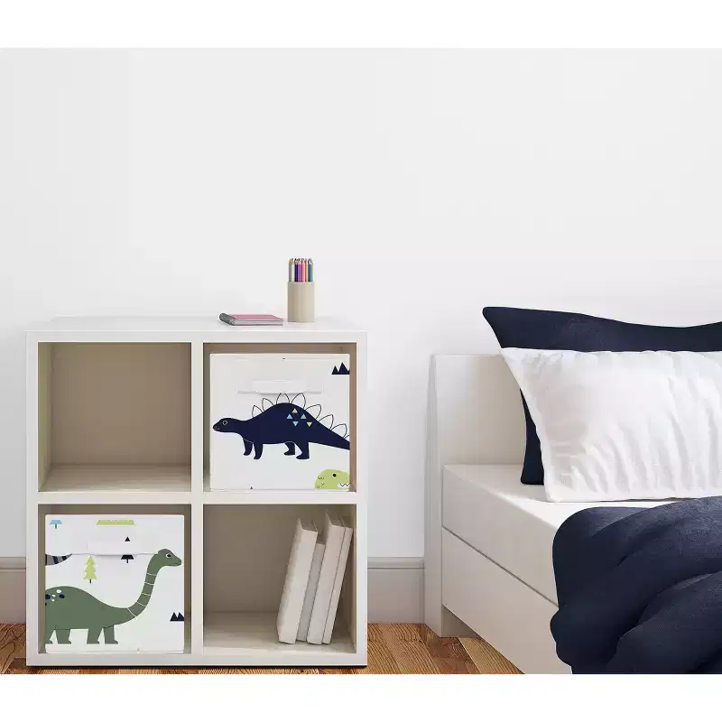 Boy Kids' Decorative Fabric Storage Bins Mod Dinosaur Blue And Green