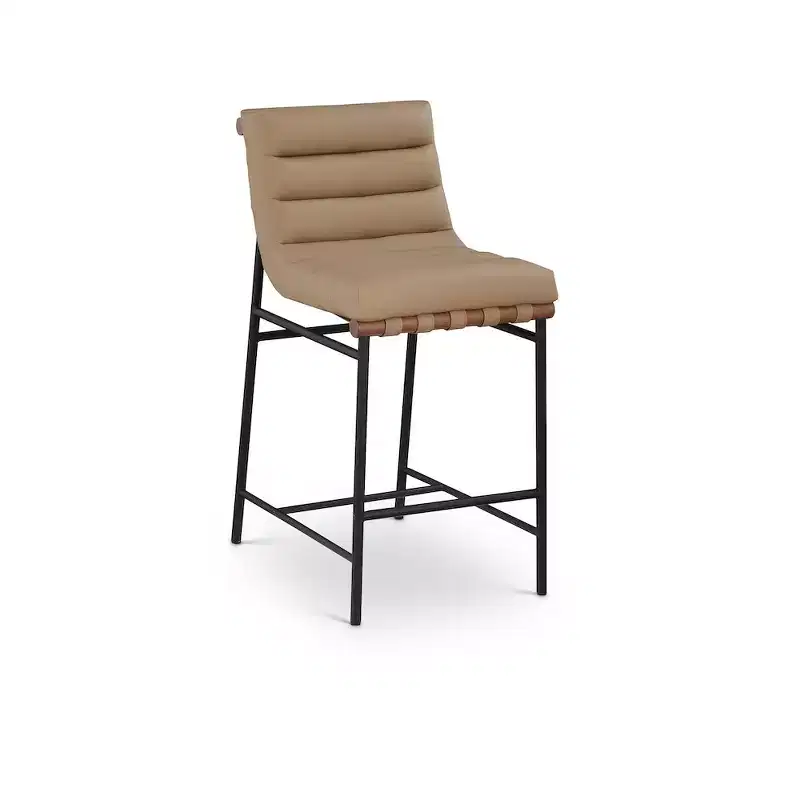 Meridian Furniture,Burke Tan Vegan Leather Counter Stool