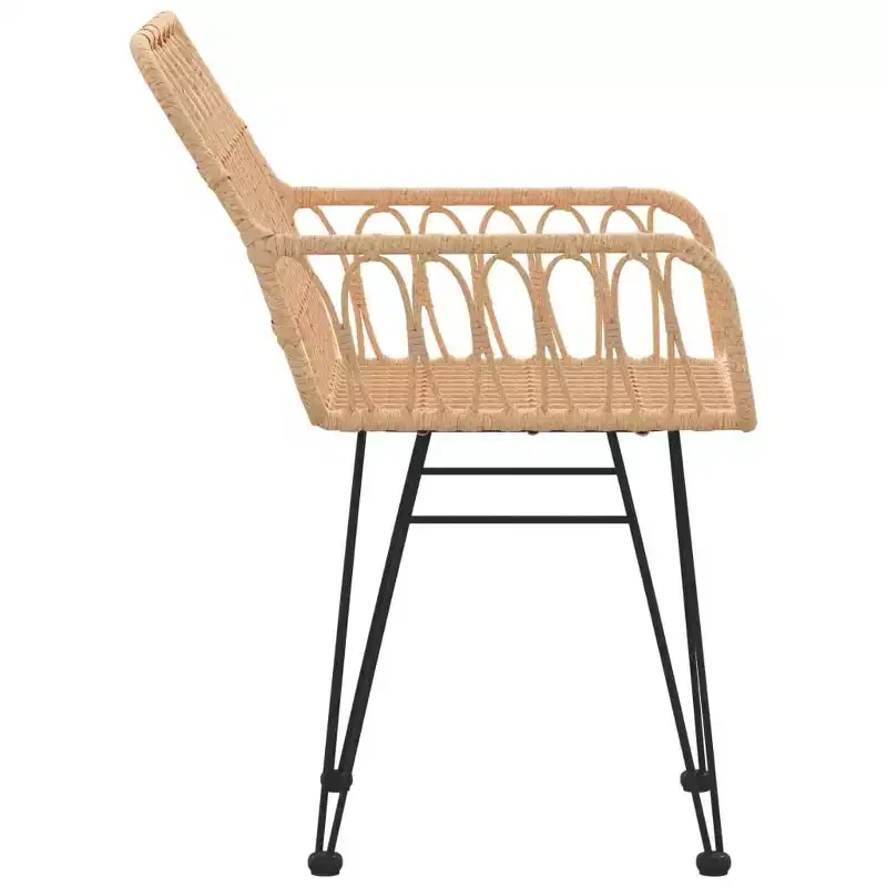 vidaXL Garden Chairs Set of 2 with Armrests, PE Rattan