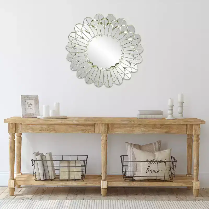 31 Champagne Gold Sunflower Round Wall Mirror