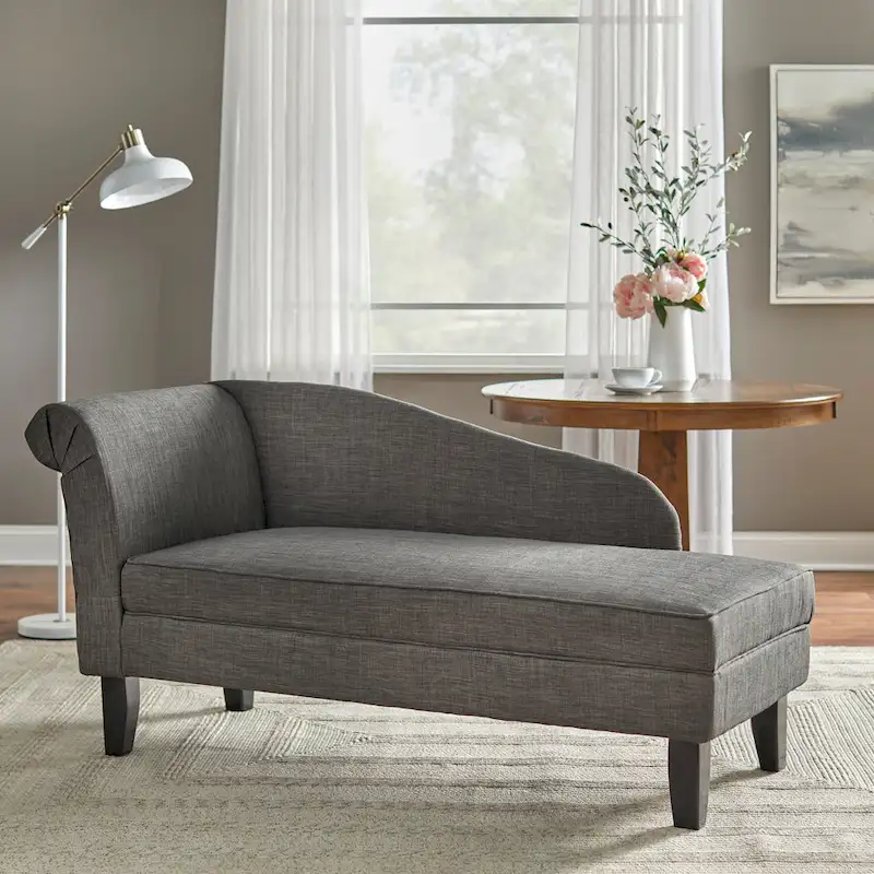 Beige / Blue / Grey / Orange / Burgundy Upholstered Chaise Lounge with Storage, Single