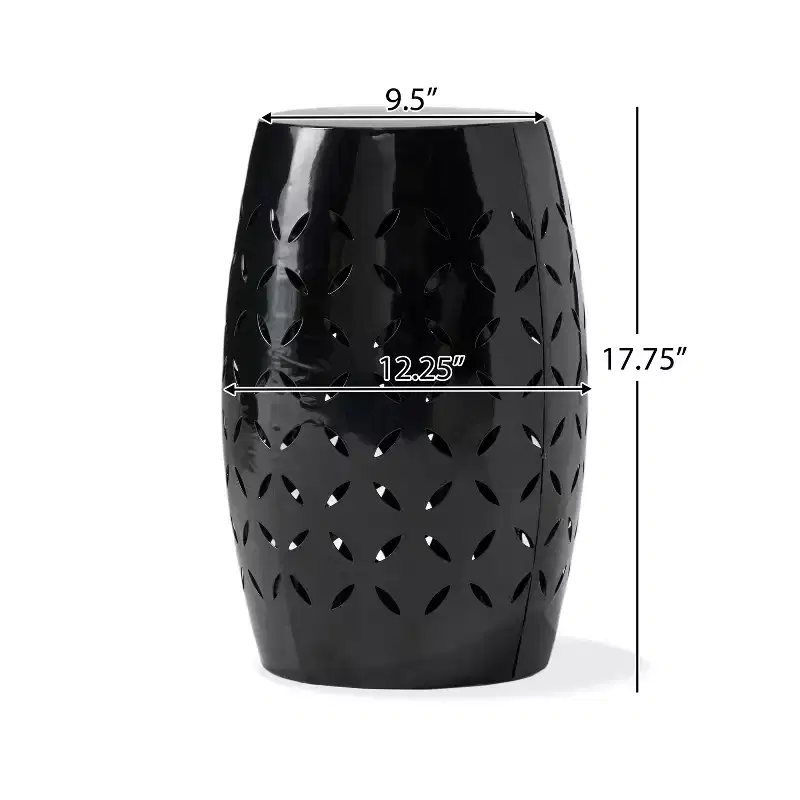 Industrial Cylindrical Side Table – All-Metal Laser-Cut Accent, 12