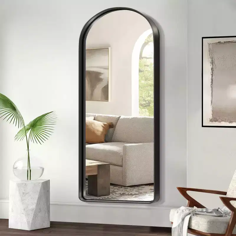 Dovelina Metal Framed Arched Wall Mirror Full Length Mirror Leaning Mirror Large Mirror