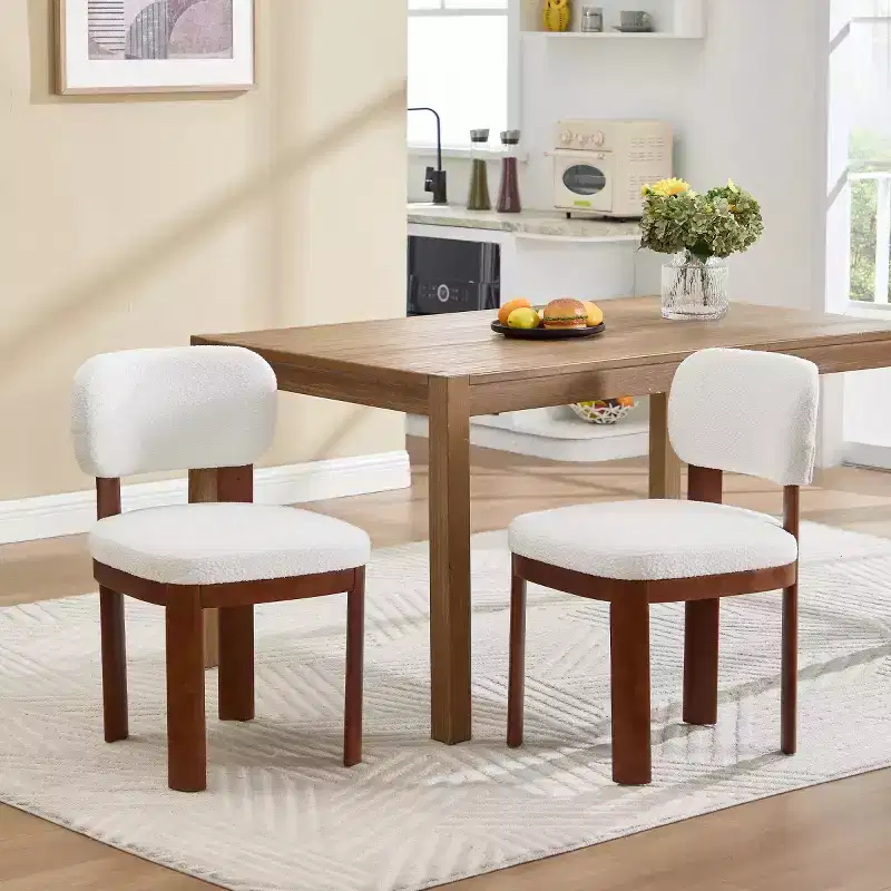 Set of 2 Modern Wood Dining Chairs with Soft Cushioned Seats, Stylish Upholstered Armless Side Chairs for Kitchen or Dining Room-Panipeachy