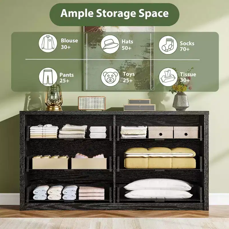 Modern Handle-Free 6 Drawer Dresser, Modern Dresser Storage Cabinet, for Living Room, Hallway, Entryway