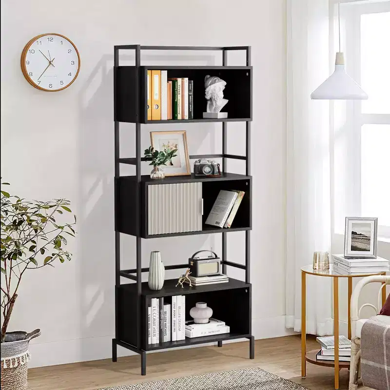 Triple Cabinet Bookcase, Vertical Storage Cabinet, Decorative Cabinet