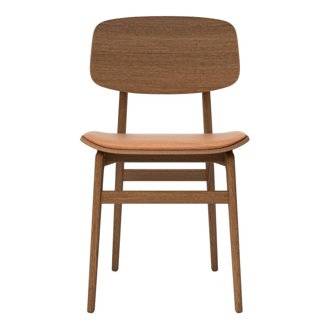 Scandinavian Solid Oak & Laminated Veneer Dining Chair with Upholstered Seat for Dining Room