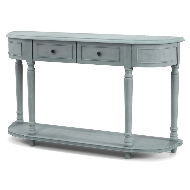 Costway 52 Long Sofa Table with 2 Drawers & Open Shelf Retro Console - See Details