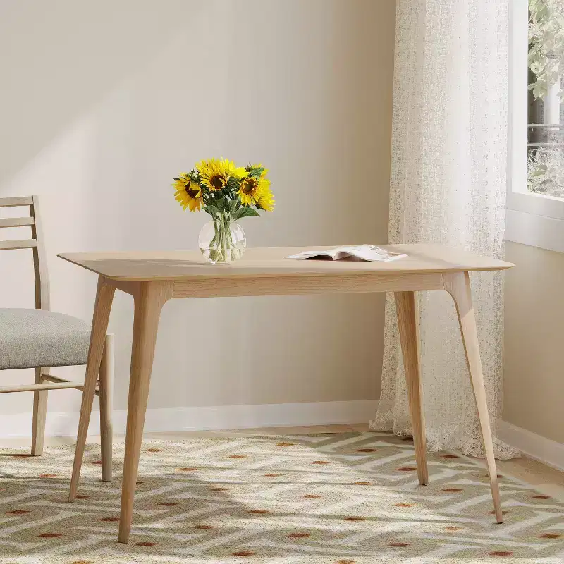 GDFStudio Keiko Mid-Century Modern Wood Rectangle Dining Table with Splayed Legs
