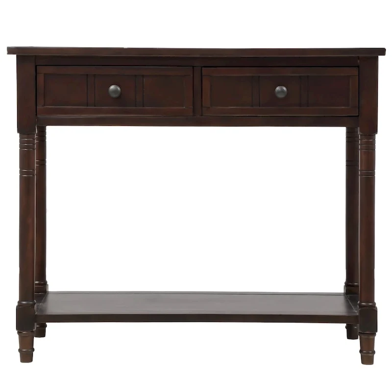 Modern Console Table with Two Drawers and Bottom Shelf
