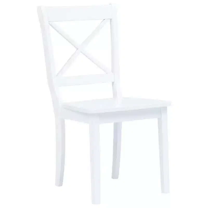 vidaXL Dining Chair Set of 4 White Solid rubber wood Standard