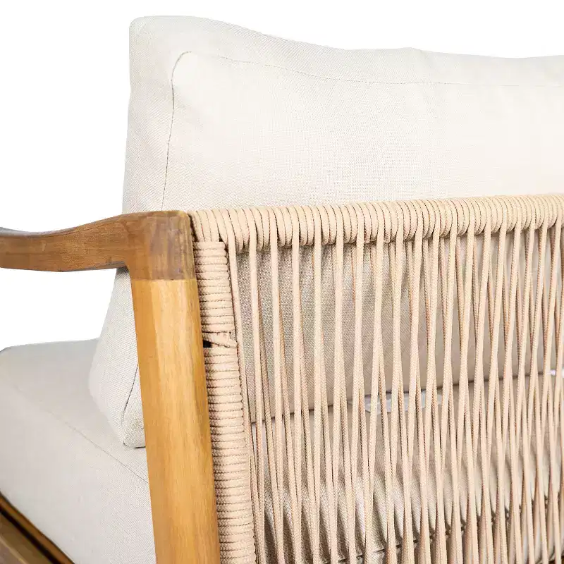 Christopher Knight Home Ritu Modern Acacia Wood Patio Club Chair with Rope Back Detail and Cushion