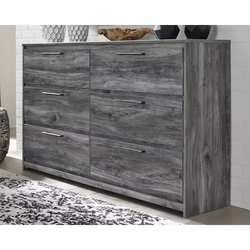 Dresser Gray, 6-Drawer Storage, Modern Handles, MDF Frame