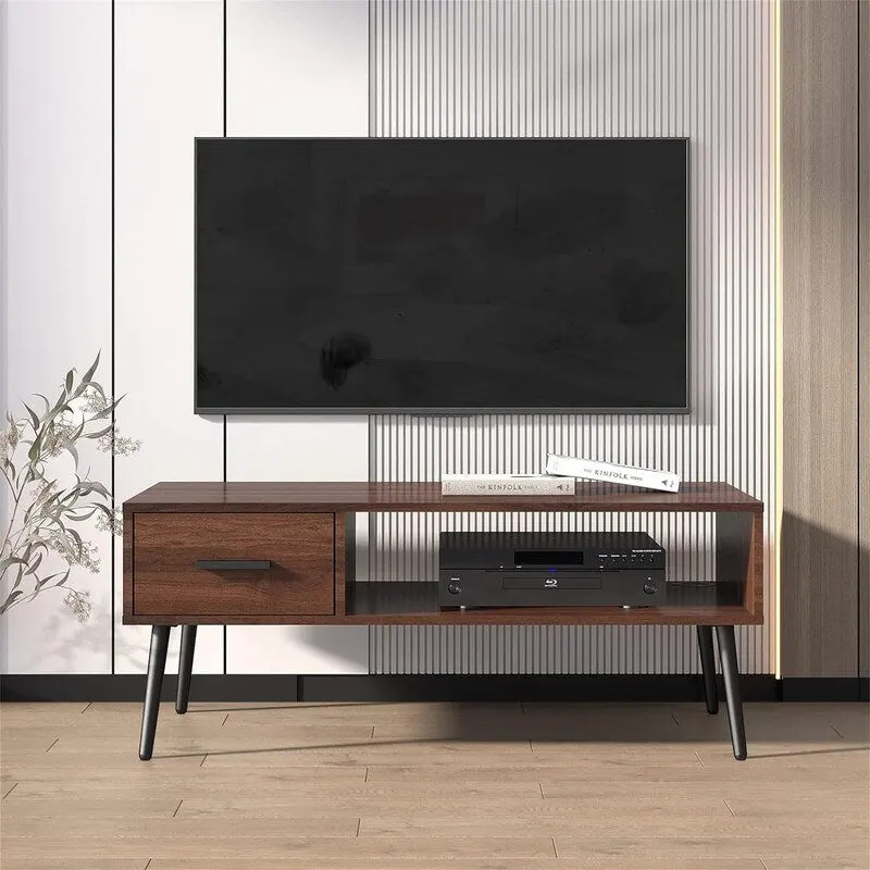 Mid Century Modern Style Cocktail Table TV Stand with Drawer - 41.3D x 21.7W x 17.7H