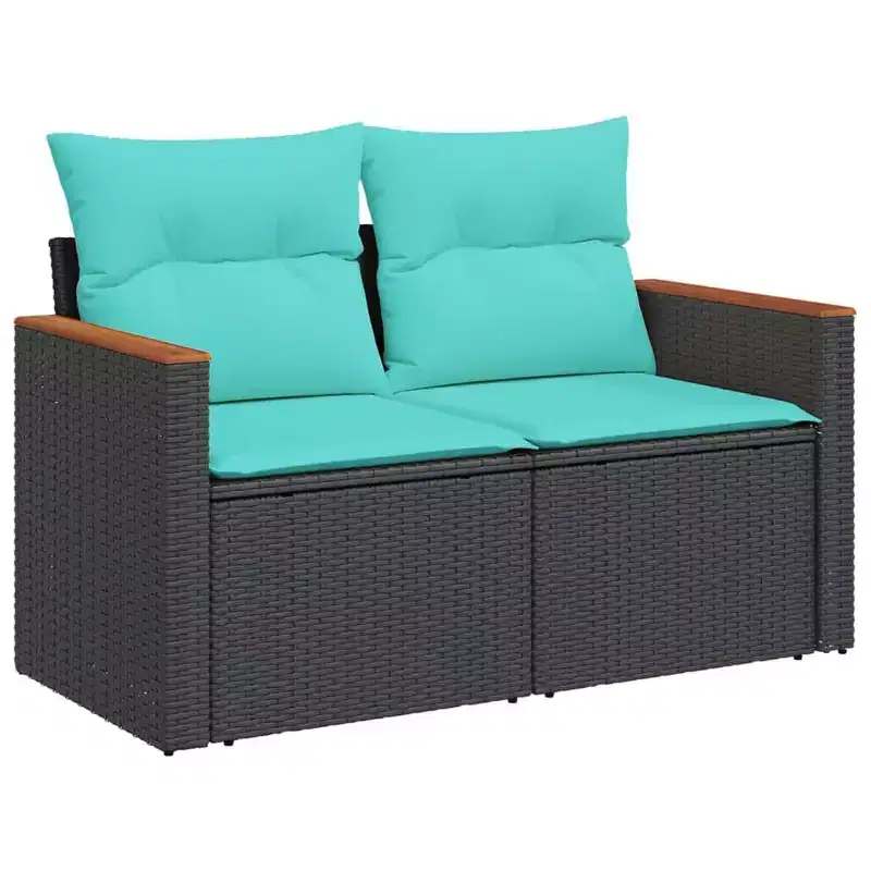 vidaXL Patio Sofa Set Black - Gray and Blue
