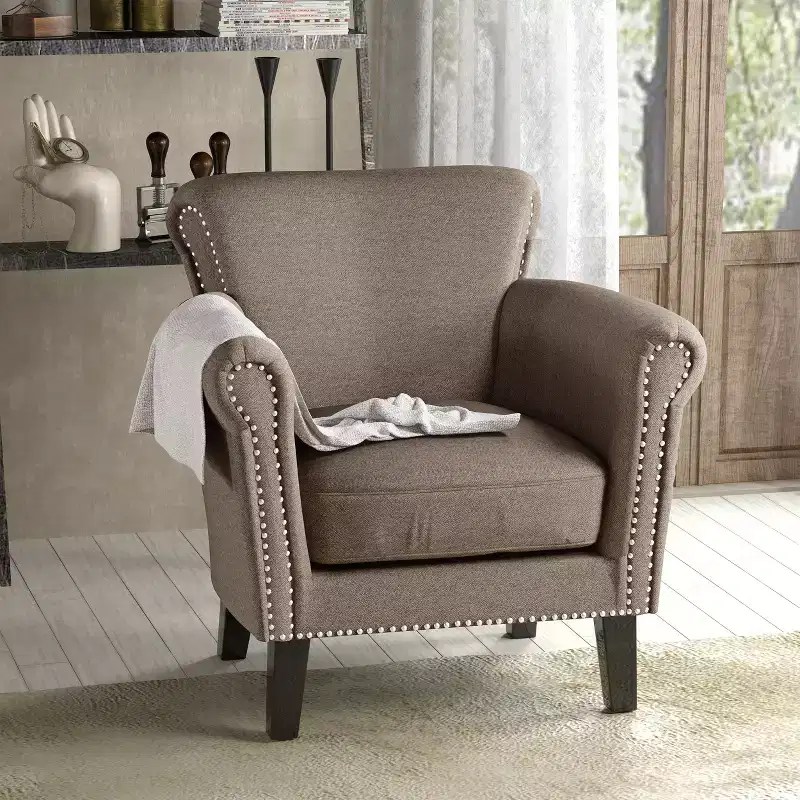 Christopher Knight Home Brice Contemporary Fabric Club Chair with Nailhead Trim