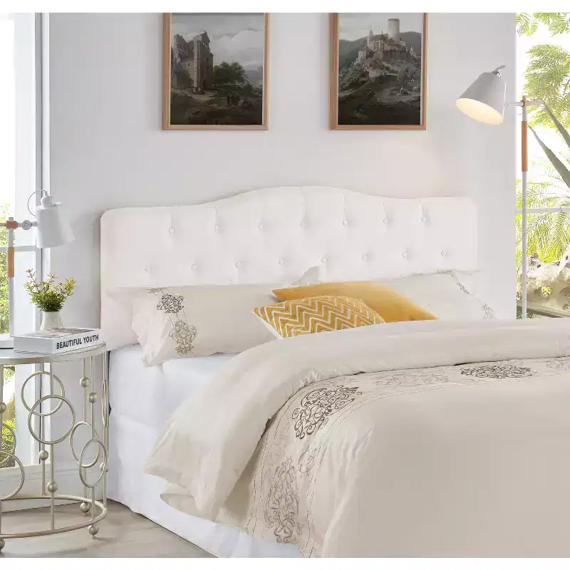 Queen Tufted Linen Upholstered Headboard with Adjustable Height, Wall or Bed Frame Mount