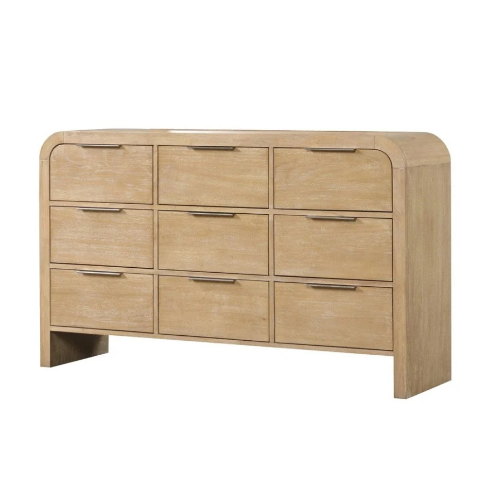 Waterfall 9-Drawer Solid Wood Modern Bedroom Dresser