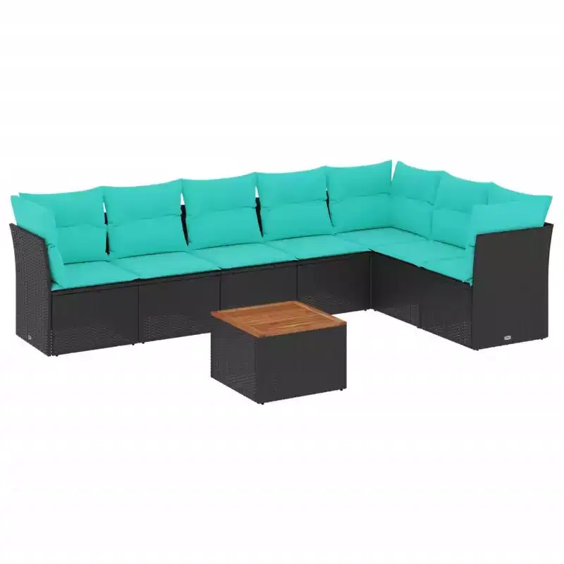 vidaXL 8 Piece Patio Sofa Set with Cushions Poly Rattan