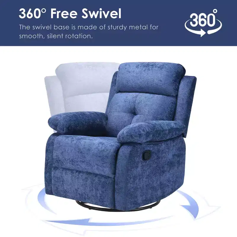 GDFStudio Janna Modern 360 Swivel Rocking Upholstered Recliner Chair