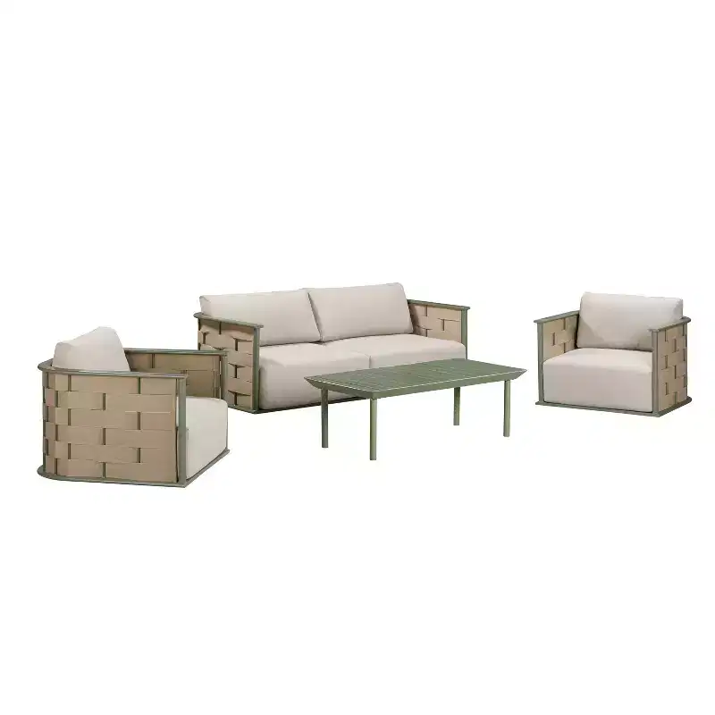 Kinger Home Komodo 4-Piece Patio Furniture Set, Outdoor Conversation Set with Cushioned