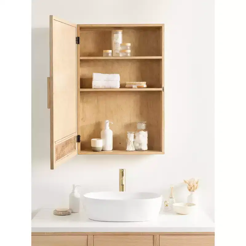 Rattan Mirror Vanity Cabinet