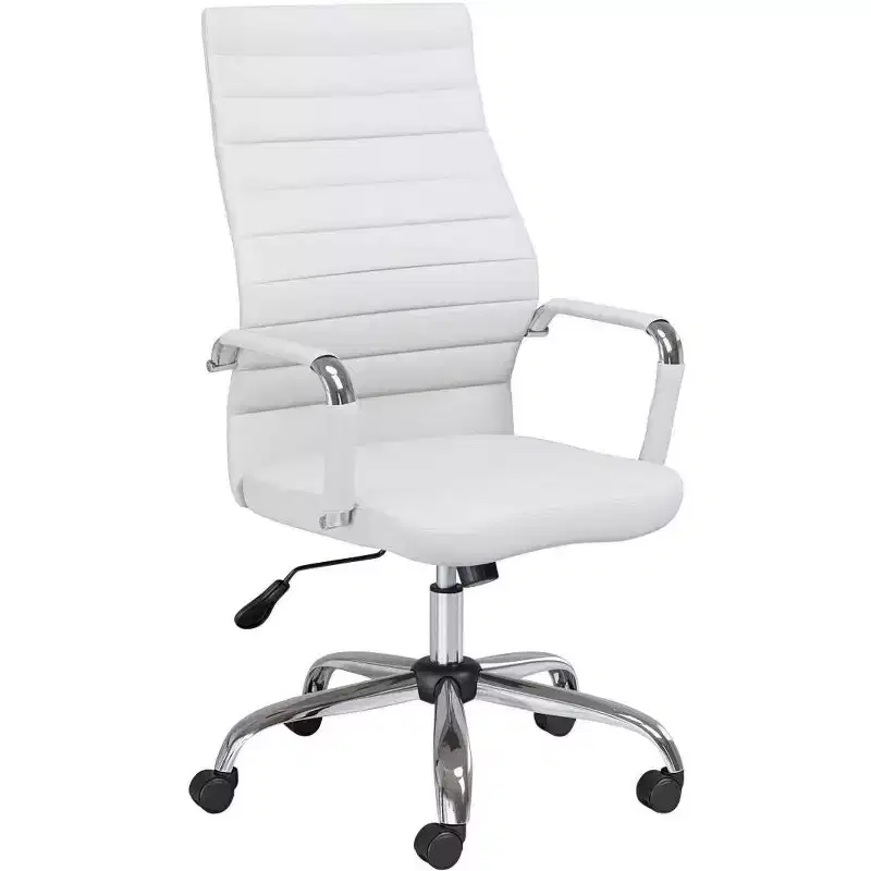 Studio 55D Primero White Faux Leather Adjustable Office Chair