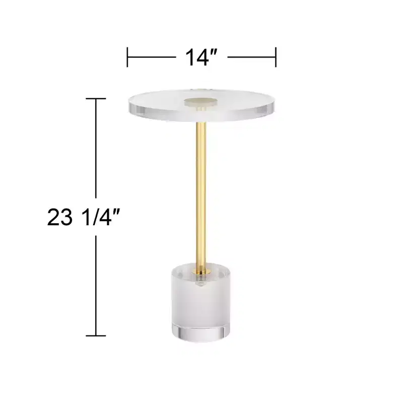 Gold & Clear Acrylic Round Side Table 14''W