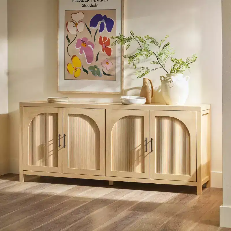 Saracina Home Modern 70 Fluted Sideboard with Arched Doors
