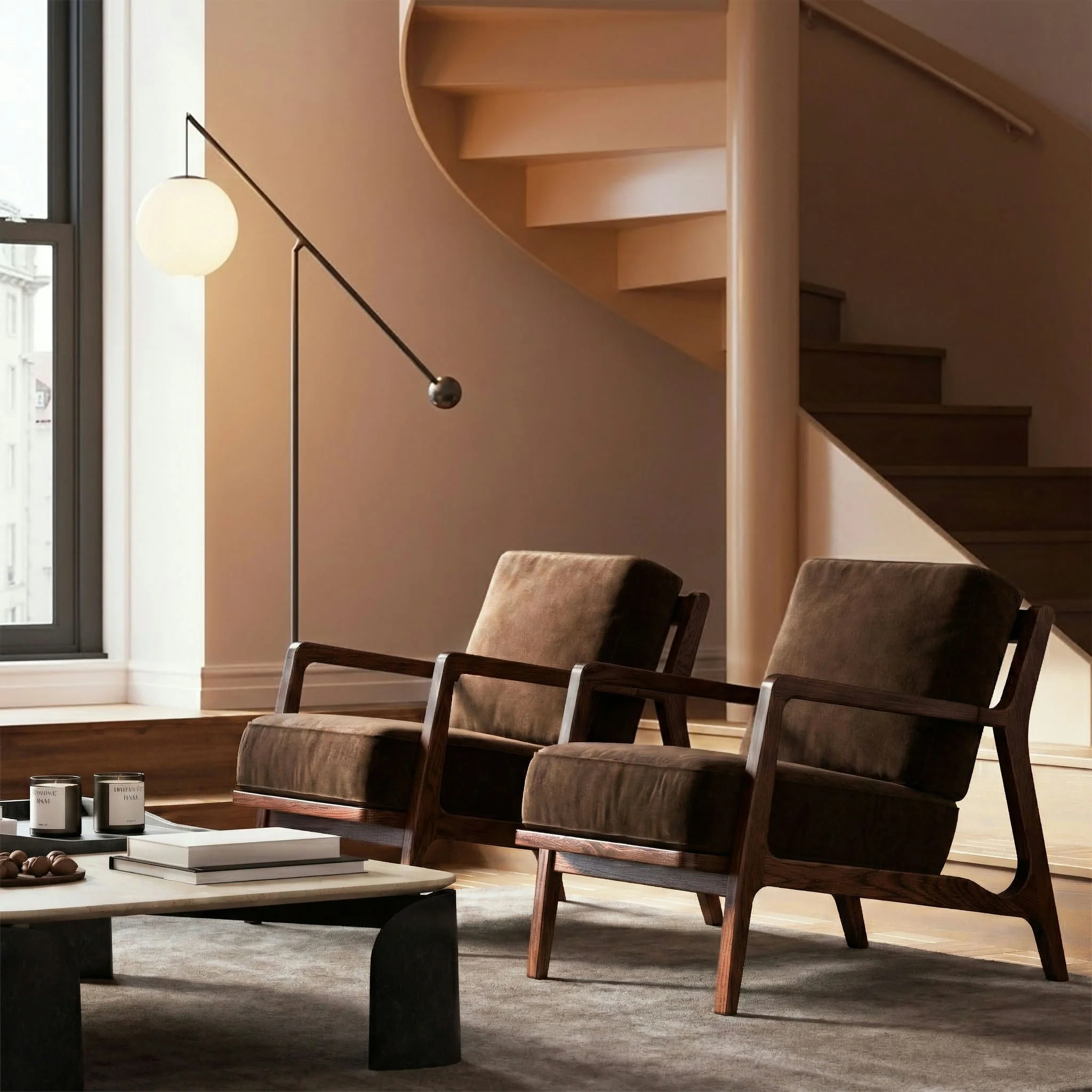 Modern Bronzer Brown Lounge Chair with Kiln-Dried Wood Frame