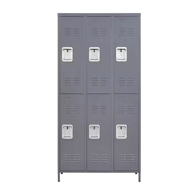 6 Door 72H Metal Gray Lockers With Lock, Garment Racks for Employees, Storage Locker Cabinet