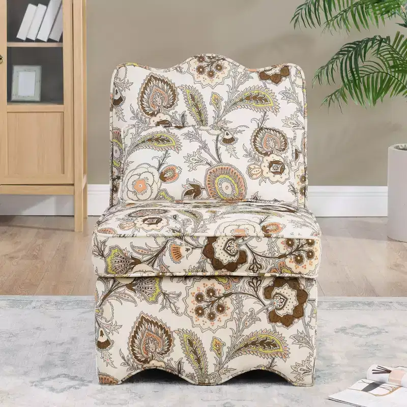 Flannel Single Dining Chair with Soft Cushion, Backrest & Matching Waist Pillow – No Armrests
