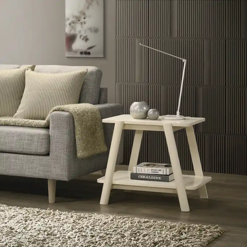 Roundhill Furniture Metz Mid-Century Modern Wood Shelf End Table