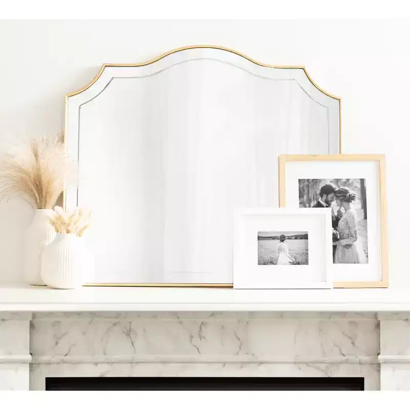 32 x 28-inch Gold Arched Wall-Mounted Mirror