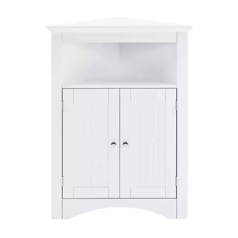 MAYEERTY White Corner Storage Cabinet with Doors & Adjustable Shelves for Bathroom Kitchen Living Room